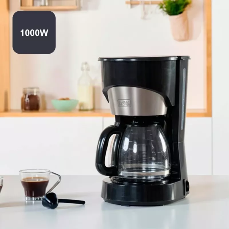 BLACK+DECKER BXCO1001E 1000 W Ekspres ciśnieniowy do kawy na 12 filiżanek, 1,5 l, czarny