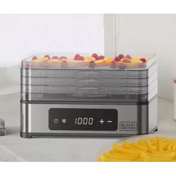 Suszarka do owoców, grzybów i warzyw Black+Decker BXDE401E - 400W, 5 tac, cyfrowy timer, plastik wolny od BPA, czarny