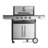 Black+Decker BXOG16550E Grill gazowy, 4 palniki z palnikiem bocznym, 16,5 kW, czarny i stal nierdzewna