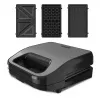 BLACK+DECKER BXSA754E 3-w-1 opiekacz do kanapek, gofrownica i grill z 3 wymiennymi płytami nieprzywierającymi, 750 W, stal nierdzewna
