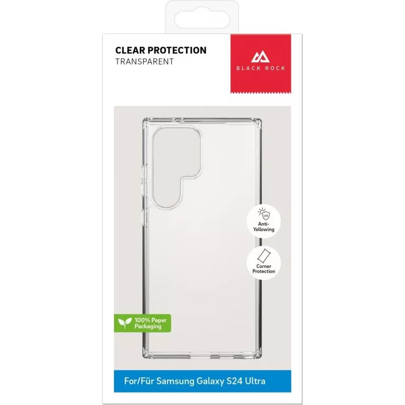 Black Rock przezroczyste etui ochronne do Samsung Galaxy S23 Ultra – przezroczysta obudowa TPU, amortyzująca wstrząsy, odporna na żółknięcie, kompatybilna z ładowaniem bezprzewodowym 00226130