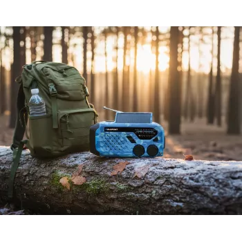 Blaupunkt ER10BC Radiobudzik FM PLL z podwójnym alarmem, ładowaniem USB, termometrem, niebieski kamuflaż