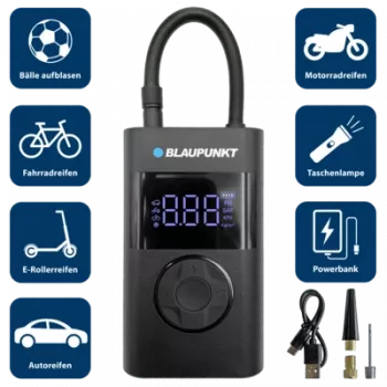 Blaupunkt TPM 124 Bezprzewodowa Pompa Powietrza Akumulatorowa Litowo-Jonowa 10.3 Bar 150 PSI Cyfrowa LED