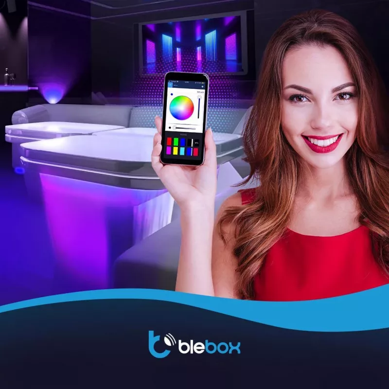 BLEBOX LED Pixelbox Wi-Fi moduł oświetleniowy – kontroler pikseli dla WS2812/APA102, 5A, 1024 piksele