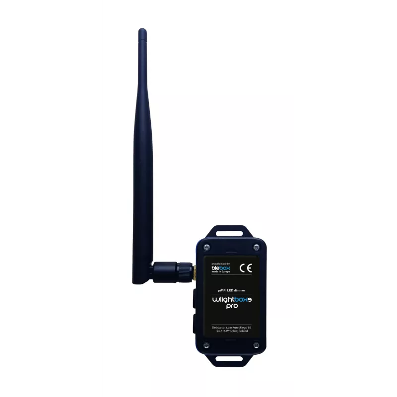 BLEBOX wLightBoxS Pro Inteligentny sterownik ściemniacza LED z anteną zewnętrzną 12-24V DC
