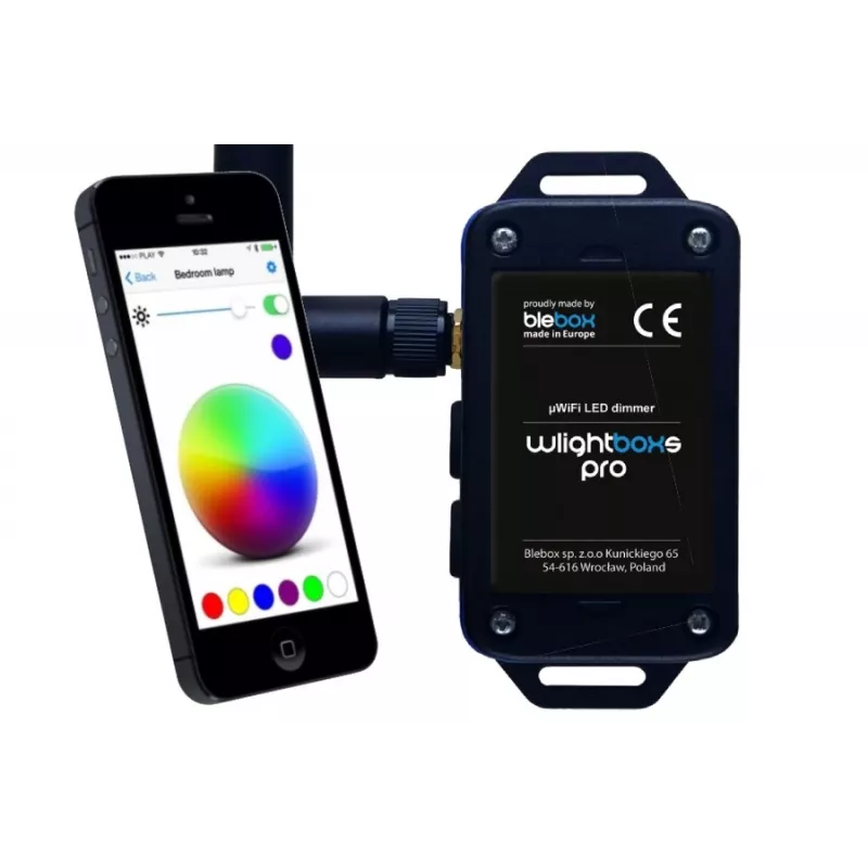 BLEBOX wLightBoxS Pro Inteligentny sterownik ściemniacza LED z anteną zewnętrzną 12-24V DC
