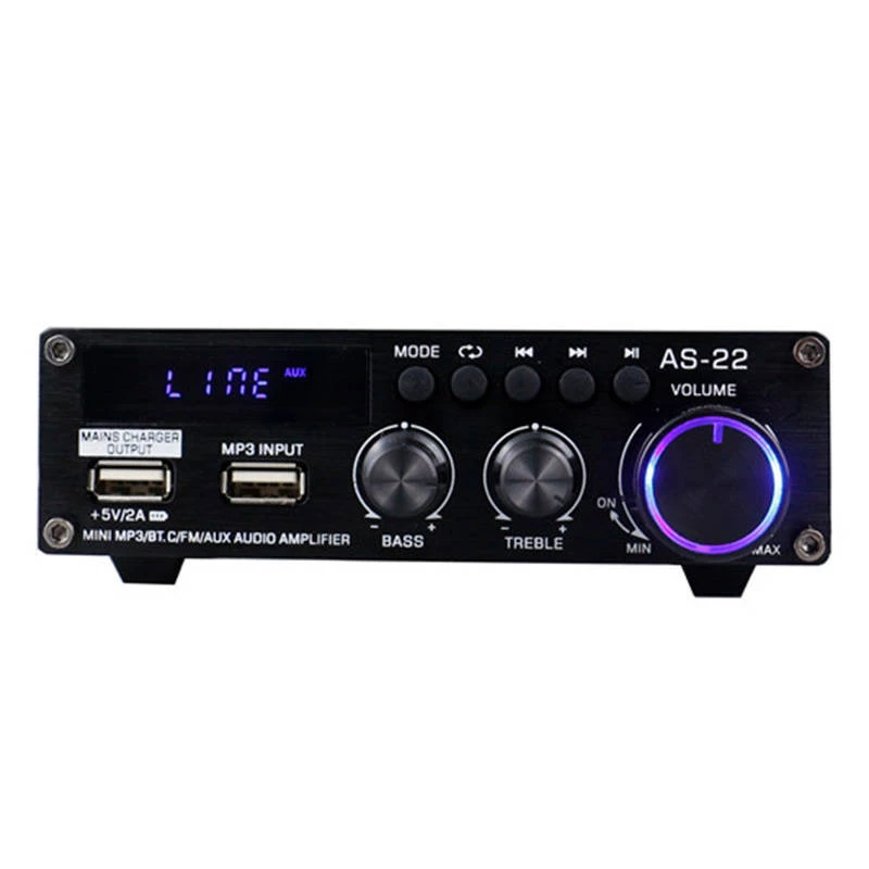 Blitzwolf AS-22 Wzmacniacz audio, 45W, Bluetooth 5.0, USB + Pilot (Czarny)