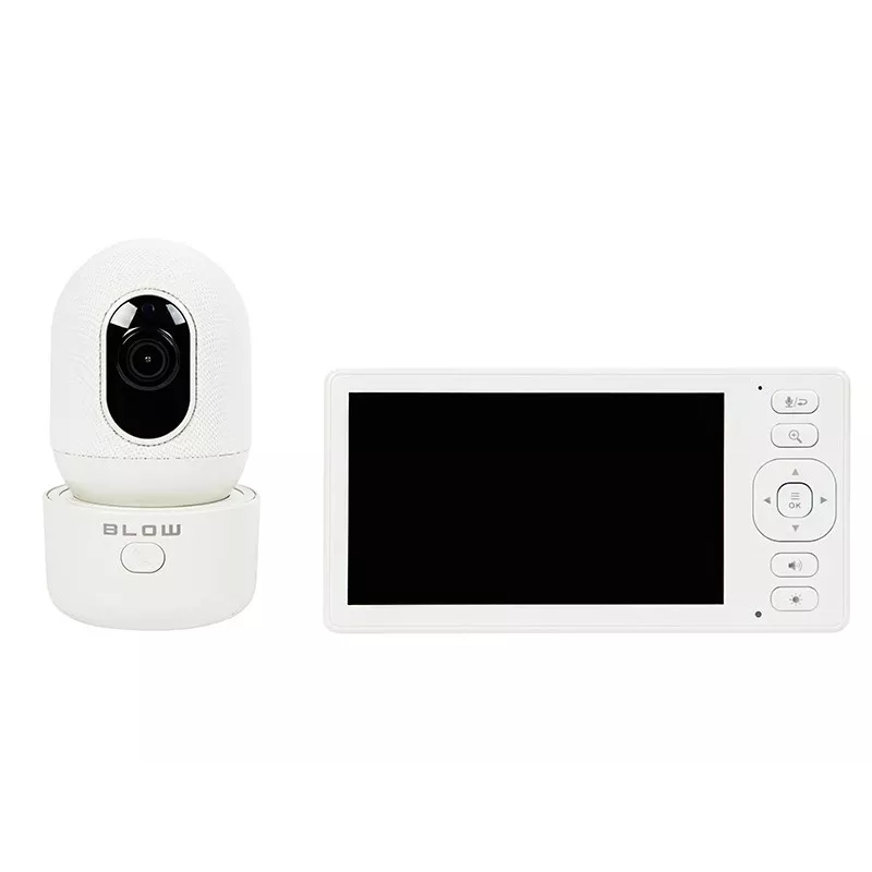 Elektroniczny niani monitor BLOW z 5,5 inch monitorem LCD WiFi, kamerą Full HD, Pan/Tilt/Zoom, noktowizją, dwukierunkowym audio, czujnikiem temperatury, kołysankami, zasięgiem 300 m