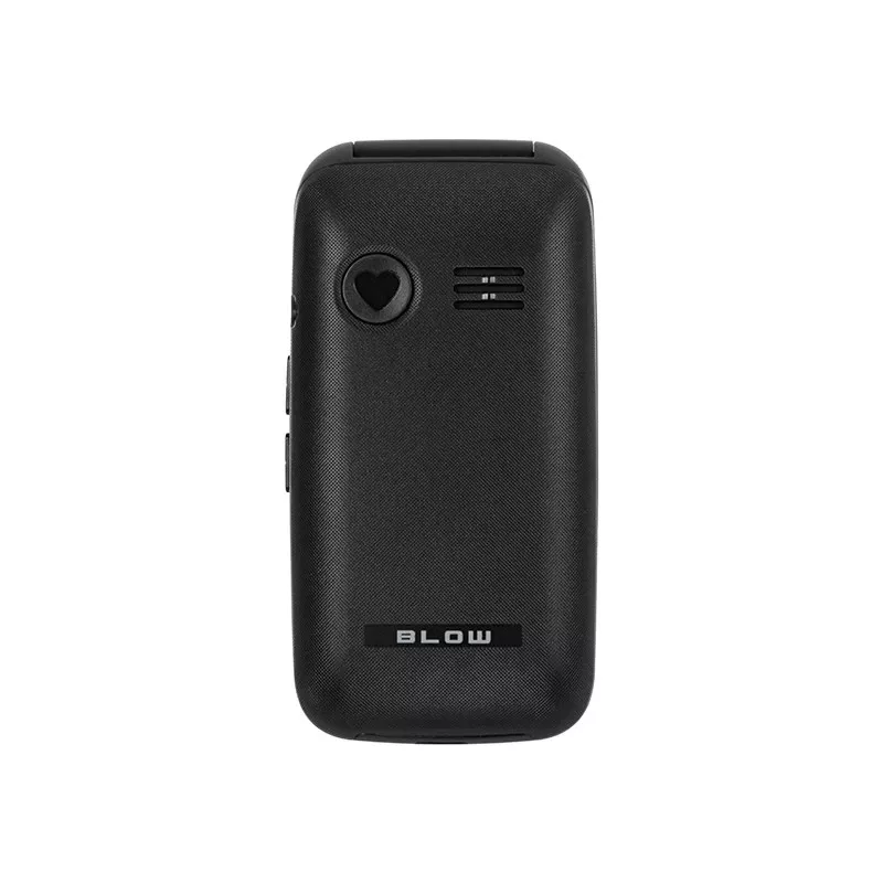 BLOW S24 Czarny telefon z klapką dla seniorów z przyciskiem SOS, dużymi klawiszami, Dual SIM, aparatem, radiem FM, latarką, ładowarką