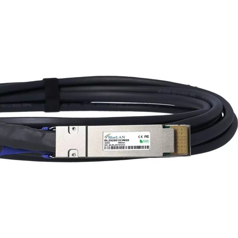 BlueLAN Amphenol NDYYYH-0005 Kabel Direct Attach QSFP-DD, 400GBASE-CR4, Ethernet, 26 AWG, 2 metry (NDYYYH-0005-BL)