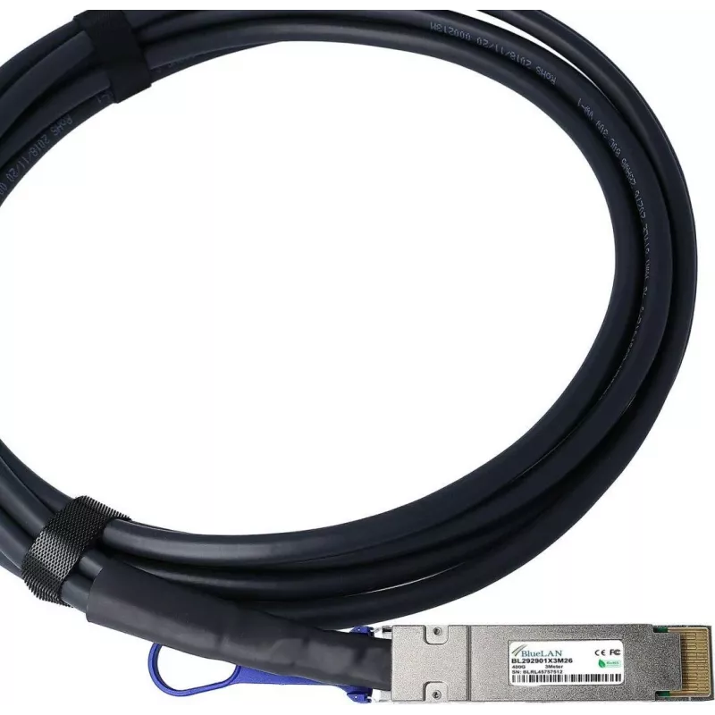 BlueLAN Amphenol NDYYYH-0005 Kabel Direct Attach QSFP-DD, 400GBASE-CR4, Ethernet, 26 AWG, 2 metry (NDYYYH-0005-BL)