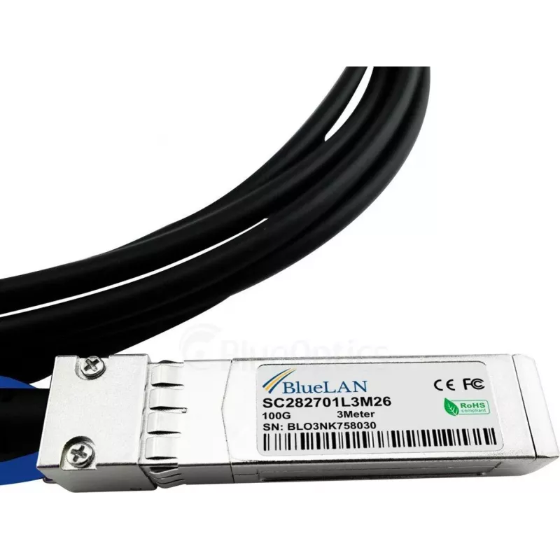 BlueOptics Dell EMC Compatible DAC-QSFP28-4SFP28-25G-BL Pasywny kabel rozgałęźny Direct Attach 100GBASE-CR4 QSFP28 do 4x25GBASE-CR SFP28, 5m, AWG26