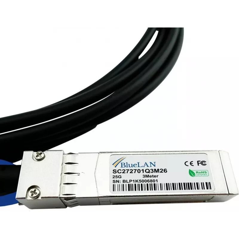 BlueOptics Supermicro CBL-NTWK-0944-SS28C50M Kompatybilny BlueLAN 25GBASE-CR Pasywny Kabel Miedziany Direct Attach SFP28, 5m, AWG26
