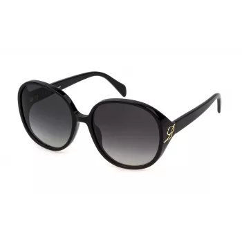 BLUMARINE Damskie okulary przeciwsłoneczne kocie oko SBM864-61700F Błyszcząca czerń Gradient szary 61mm