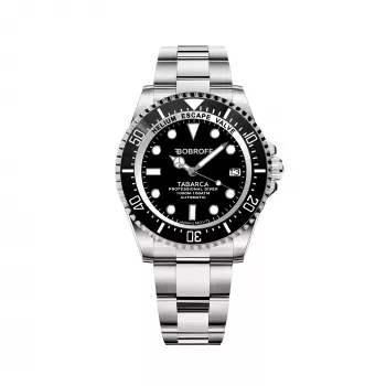 BOBROFF MAN BF0001J1 Analogowy Zegarek Kwarcowy 44mm Czarna Tarcza Skórzany Pasek