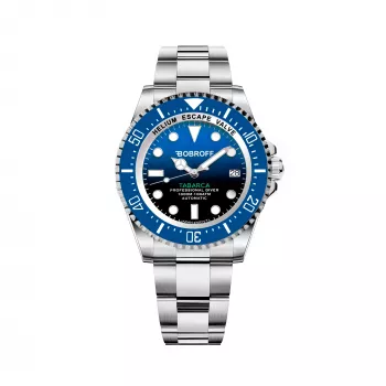 BOBROFF MAN BF0003J1ba 44mm Zegarek analogowy kwarcowy - Czarna tarcza, skórzany pasek