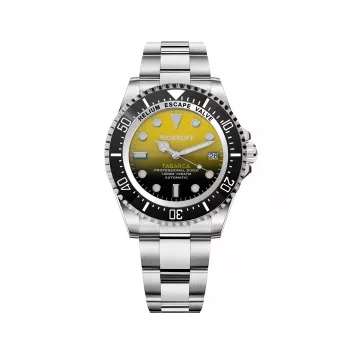 Zegarek analogowy BOBROFF MAN BF0008 kwarcowy 44mm stal nierdzewna czarna tarcza pasek skórzany