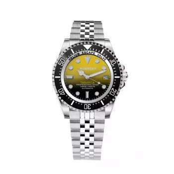 BOBROFF MAN BF0008-BFSTJ 44mm Quartz Analog Watch Stainless Steel Mesh Black Dial