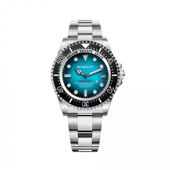 BOBROFF MAN BF0009 44mm Zegarek Analogowy Kwarcowy - Czarna Tarcza, Czarny Skórzany Pasek