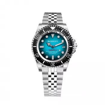 BOBROFF MAN BF0009-BFSTJ Analogowy Zegarek Kwarcowy 44mm Czarna Tarcza Skórzany Pasek
