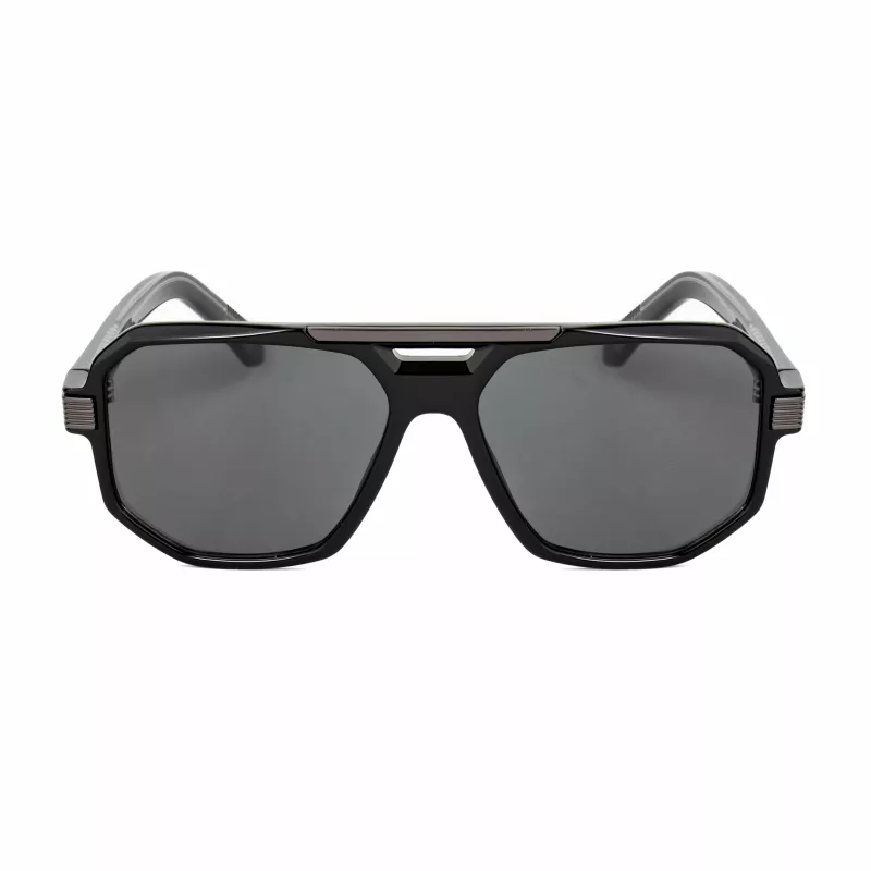 Okulary przeciwsłoneczne męskie BOBROFF BFG0014-C1, prostokątne, czarna oprawka, szare soczewki UV400, 56-16-143 mm
