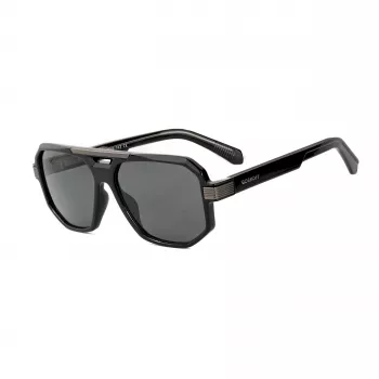 Okulary przeciwsłoneczne męskie BOBROFF BFG0014-C1, prostokątne, czarna oprawka, szare soczewki UV400, 56-16-143 mm