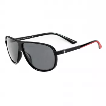 BOBROFF Męskie prostokątne okulary przeciwsłoneczne BFG0022-C1P - czarna oprawka, szare szkła, UV400