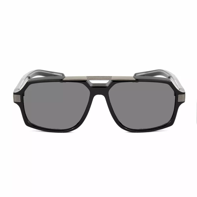 Okulary przeciwsłoneczne męskie BOBROFF BFG0015-C1 - czarna oprawka acetatowa, szare szkła, UV400 (58/15/143 mm)