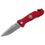 Boker Magnum Fire Dept Knife - Nóż ratunkowy z przecinakiem do pasów i młotkiem do szyb, stal 440A, czerwona aluminiowa rękojeść