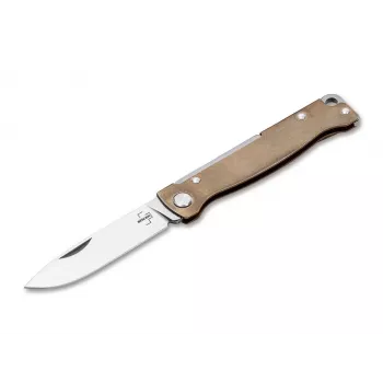 Nóż składany Boker Plus Atlas Brass ostrze D2 blokada ramki EDC