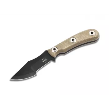 Nóż z ostrzem stałym Boker Plus Micro Tracker 2.0, 154CM Stonewash Drop Point, rękojeść Micarta, pochwa Kydex