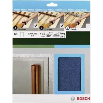 Bosch Accessories 2609256C43 Zestaw papieru ściernego ręcznego, ziarnistość P40/P80/P120, 230 x 280 mm, 9 arkuszy