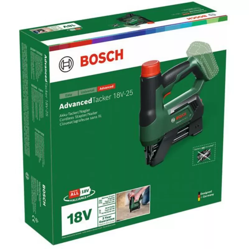 Bosch AdvancedTacker 18V-25 Bezprzewodowy Zszywacz/Gwoździarka (Samo Narzędzie) Zielony/Czarny