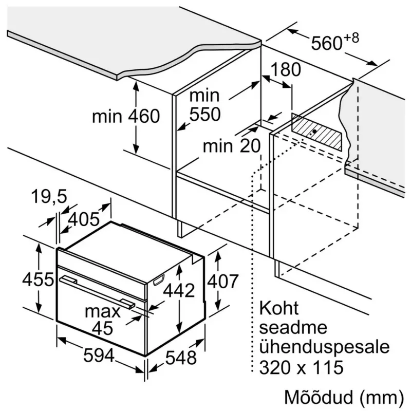 Bosch CMG7241B1 Kompaktowy piekarnik z mikrofalą, 45L, 900W, czarny