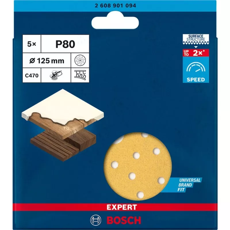 Bosch Expert C470 Krążek ścierny 125mm P80 Wielootworowy (50 szt.)