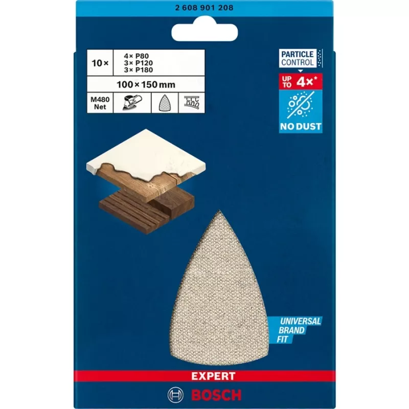 Zestaw siatek szlifierskich Bosch EXPERT M480 100x150mm, gradacja P80/P120/P180, 10 sztuk
