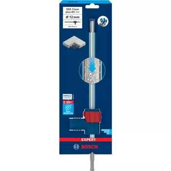 Bosch EXPERT SDS Clean plus-8X Zestaw wierteł udarowych, Ø 12 mm, długość robocza 200 mm, wiertło do odsysania pyłu z przyłączem odsysającym