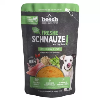 BOSCH Freshe Schnauze Mokra karma dla psów z indykiem, komosą ryżową i szpinakiem – 250 g