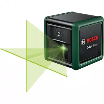 Bosch Home and Garden Quigo Green Set Laser krzyżowy z zaciskiem, płytką adaptera i 1,1 m aluminiowym trójnogiem 0603663CZ1