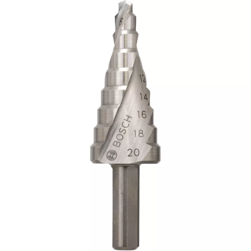 Bosch HSS wiertło stopniowe 4-20 mm, chwyt trójpłaszczyznowy, długość 70,5 mm 2608597519