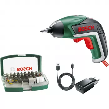 Bosch IXO 5 Wkrętarka akumulatorowa z zestawem 32 końcówek, 3,6V Li-Ion 1,5Ah, zielony/czarny