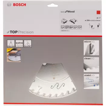 BOSCH POWERTOOLS Best for Wood Brzeszczot do piły tarczowej, Ø 250 mm, 40 zębów, otwór 30 mm, do pilarek stołowych