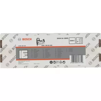 BOSCH POWERTOOLS Gwoździe wykończeniowe z łbem stożkowym SK64-34 38NR, 34° / 1,8 mm / 15 ga (Stal nierdzewna, 4000 szt.)