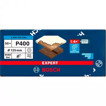 BOSCH POWERTOOLS Expert M480 Mesh Sanding Disc 125mm, K400 (50-Pack) for Random Orbital Sanders
