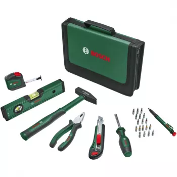 BOSCH Powertools Universalny Zestaw Narzędzi Ręcznych, 25-częściowy (zielony, z torbą na narzędzia)