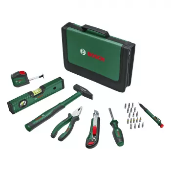 BOSCH Powertools Universalny Zestaw Narzędzi Ręcznych, 25-częściowy (zielony, z torbą na narzędzia)