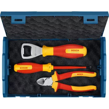 Zestaw 3 narzędzi ręcznych Bosch PRO w L-BOXX Mini (kombinerki, szczypce do rur, nóż uniwersalny) Niebieski