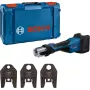 Bosch Professional GPT 18V-32 Akumulatorowe narzędzie zaciskowe (narzędzie bez akumulatora, 3 standardowe szczęki SV, L-BOXX)
