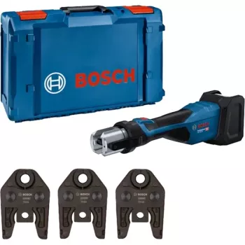 Bosch Professional GPT 18V-32 Akumulatorowe Narzędzie do Zaciskania, Wersja Solo, Zestaw TH, 18V, Niebieski, bez Akumulatora i Ładowarki, 3 Standardowe Szczęki Zaciskowe TH, w L-BOXX