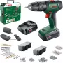 BOSCH UniversalImpact 18V Akumulatorowa Wiertarko-Wkrętarka Udarowa (Zielony/Czarny, 2x1.5Ah Li-Ion, Zestaw 241-częściowy)